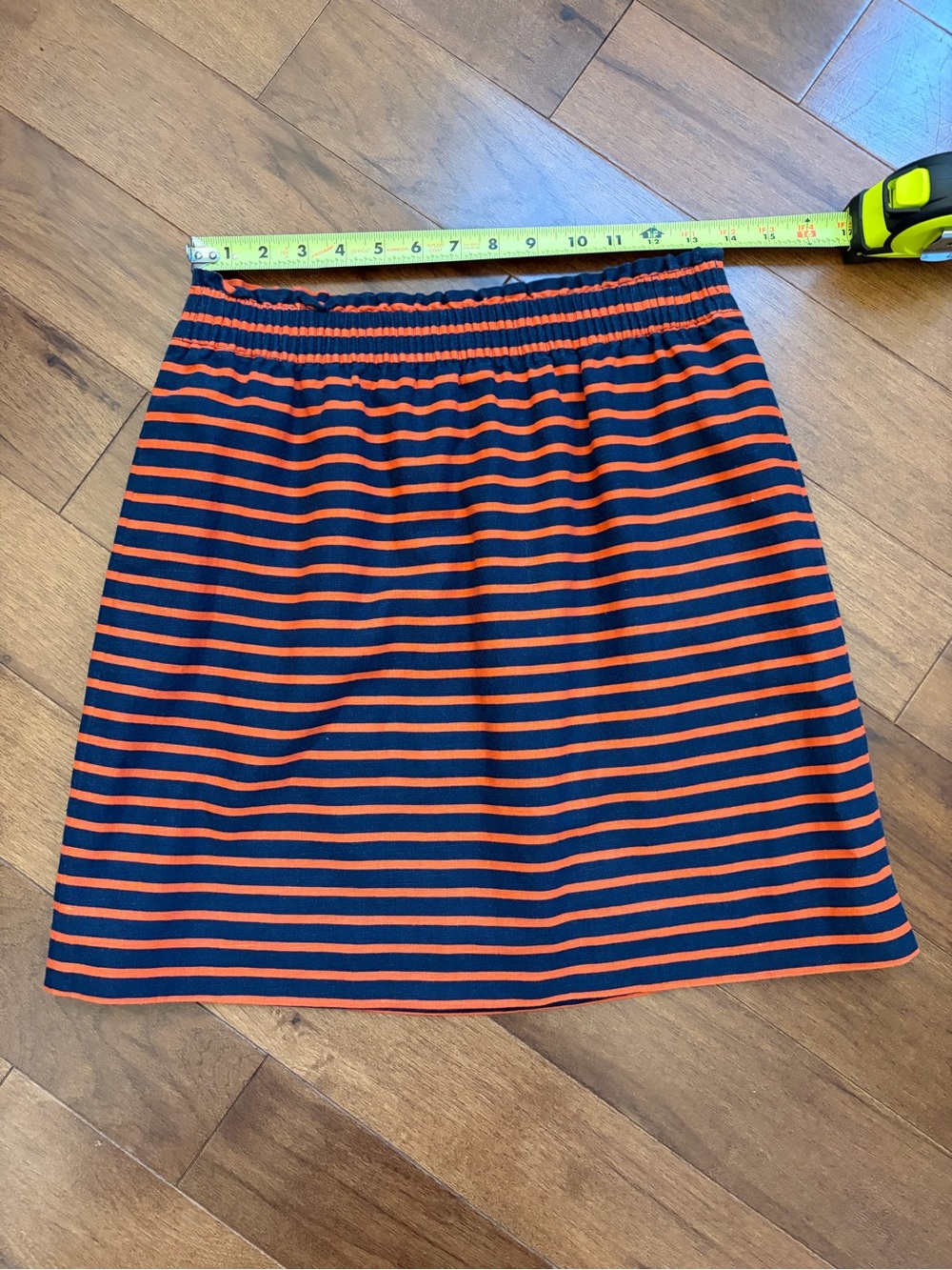 J. Crew Navy and Orange Striped Mini Skirt